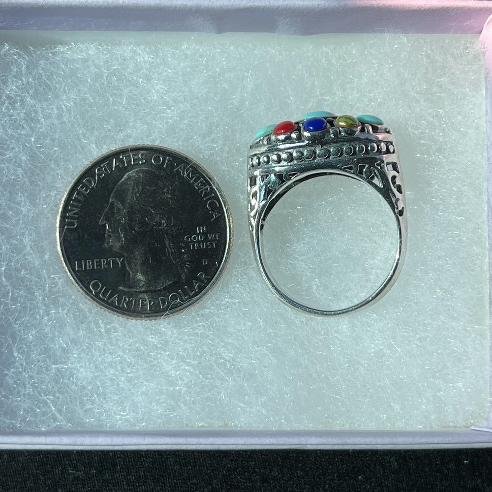 Turquoise Multi Gemstone Ring - image 6